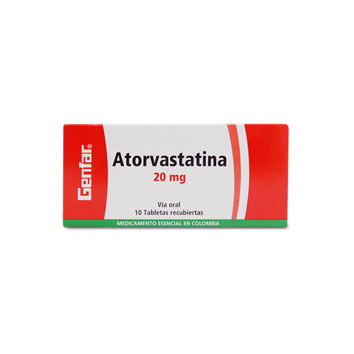 ATORVASTATINA 20 MG GENFAR CAJA X 10 TABS