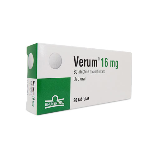 VERUM 16 MG CAJA X 20 TABS