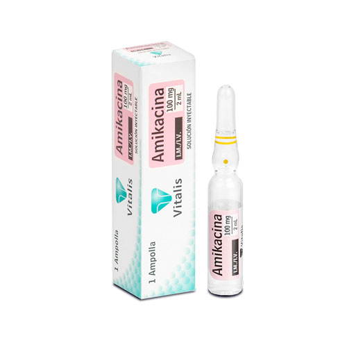 AMIKACINA 100 MG/2 ML VITALIS CAJA X  1 AMP