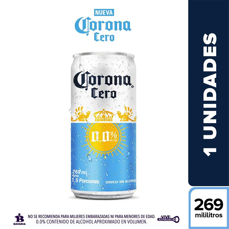 CERVEZA CORONA CERO LATA X 269 ML