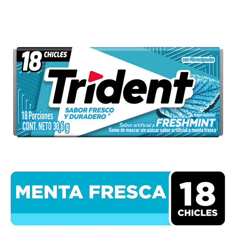 CHICLES TRIDENT MENTA FRESCA X 18 UNDS