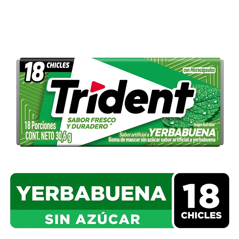 CHICLES TRIDENT YERBABUENA X 18 UNDS