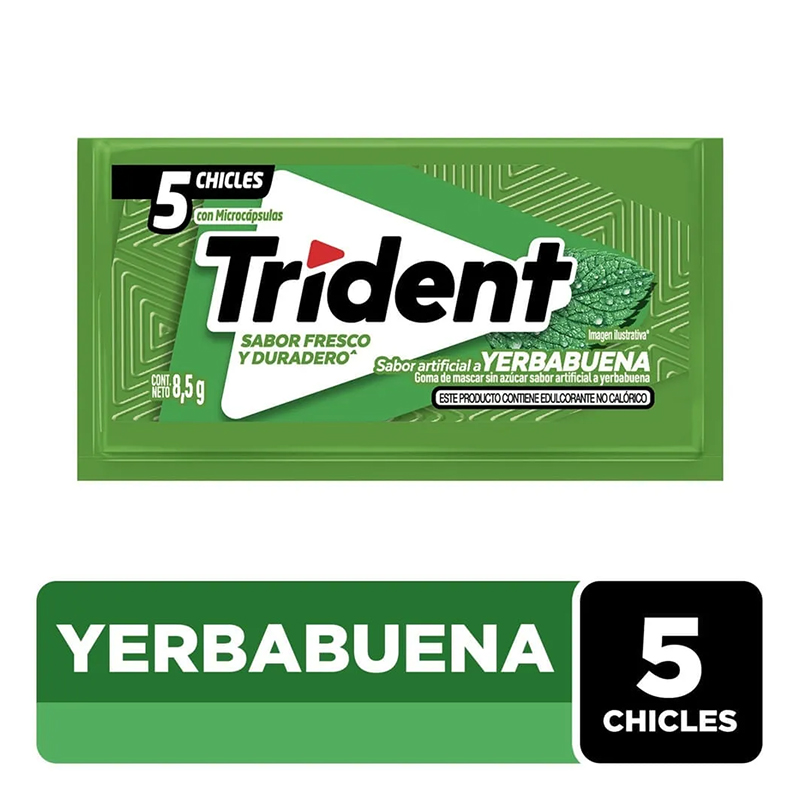 CHICLES TRIDENT YERBABUENA X 5 UNDS