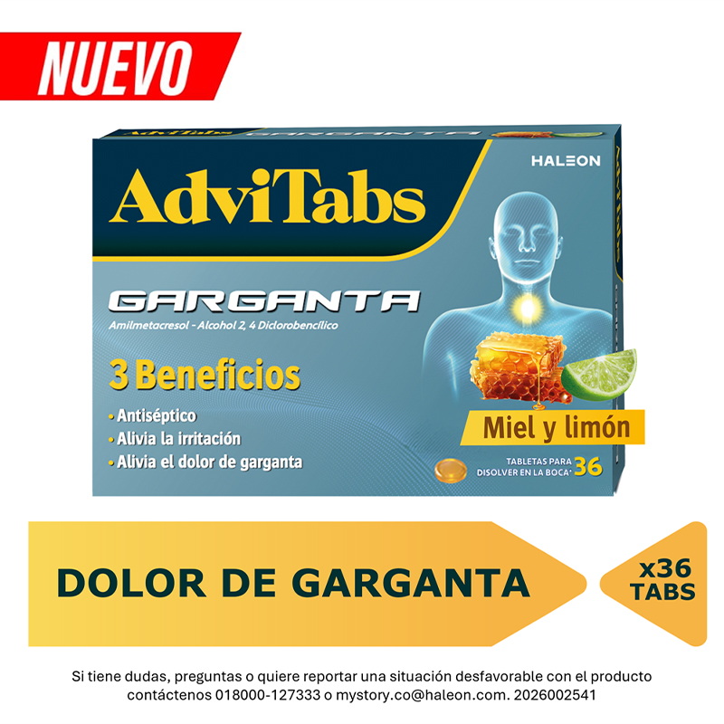 ADVITABS GARGANTA MIEL LIMON CAJA X 36 TABS