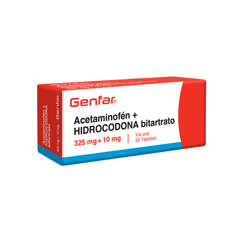 ACETAMINOFEN+HIDROC 325/10MG GENFAR CAJA X 30 TABS