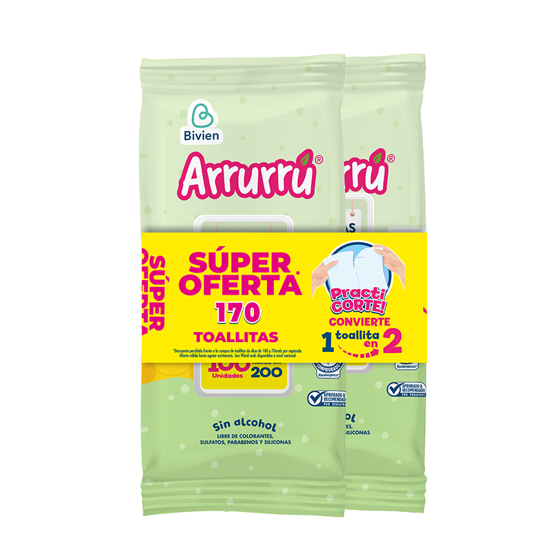 TOALLITAS ARRURRU ALOE OFERTA X 170 UNDS